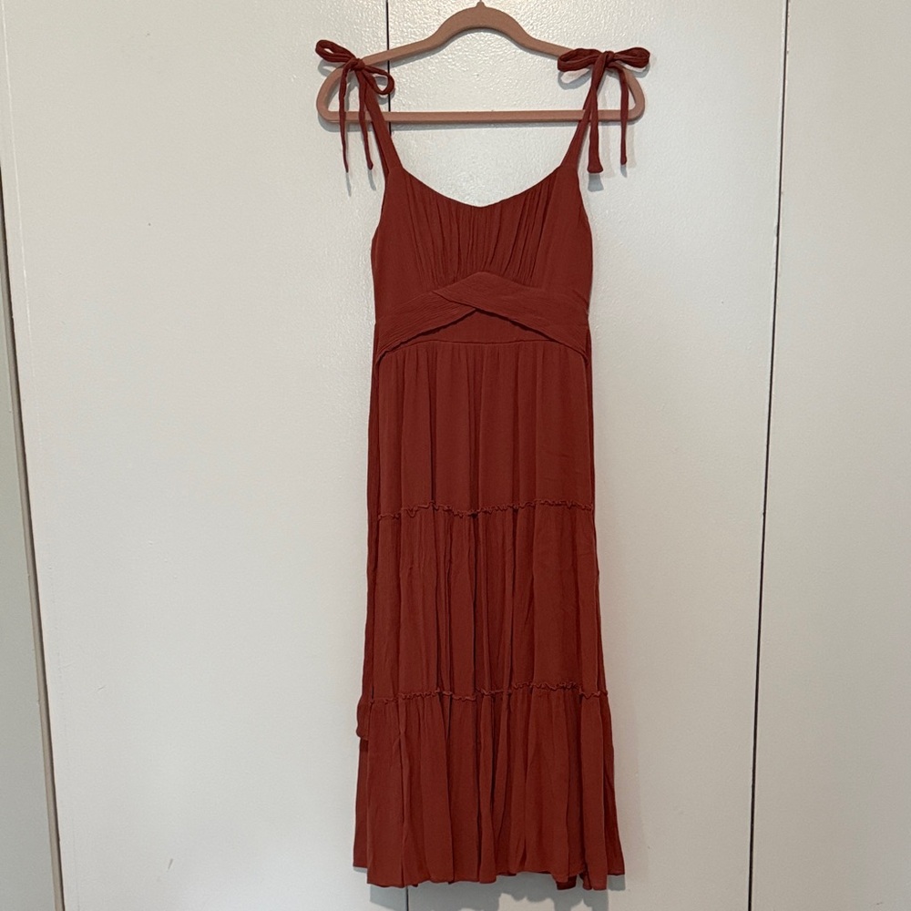 Altar'd State Pink Crossover Midi Dress